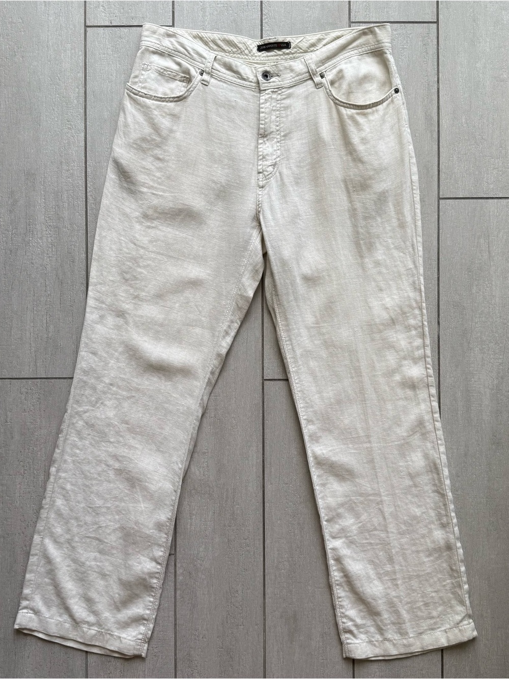 John Varvatos USA Mens 100% Linen Straight Leg Mid Rise White Pants 34R